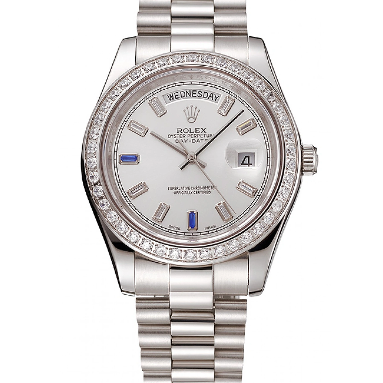 RepTime Watches 0306 Swiss Rolex Day-Date Diamonds Bezel Staineless Steel Bracelet 1454109