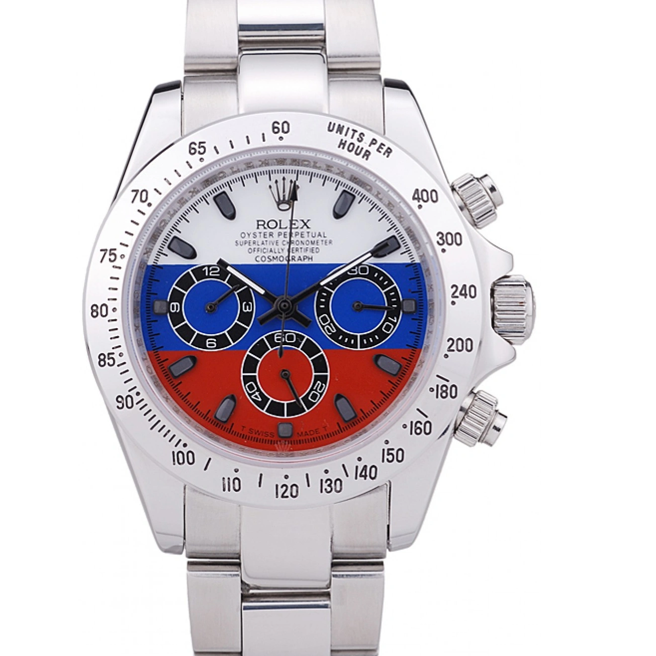 RepTime Watches 0313 Rolex Cosmograph Daytona Silver Bracelet Russian Flag Dial 7473