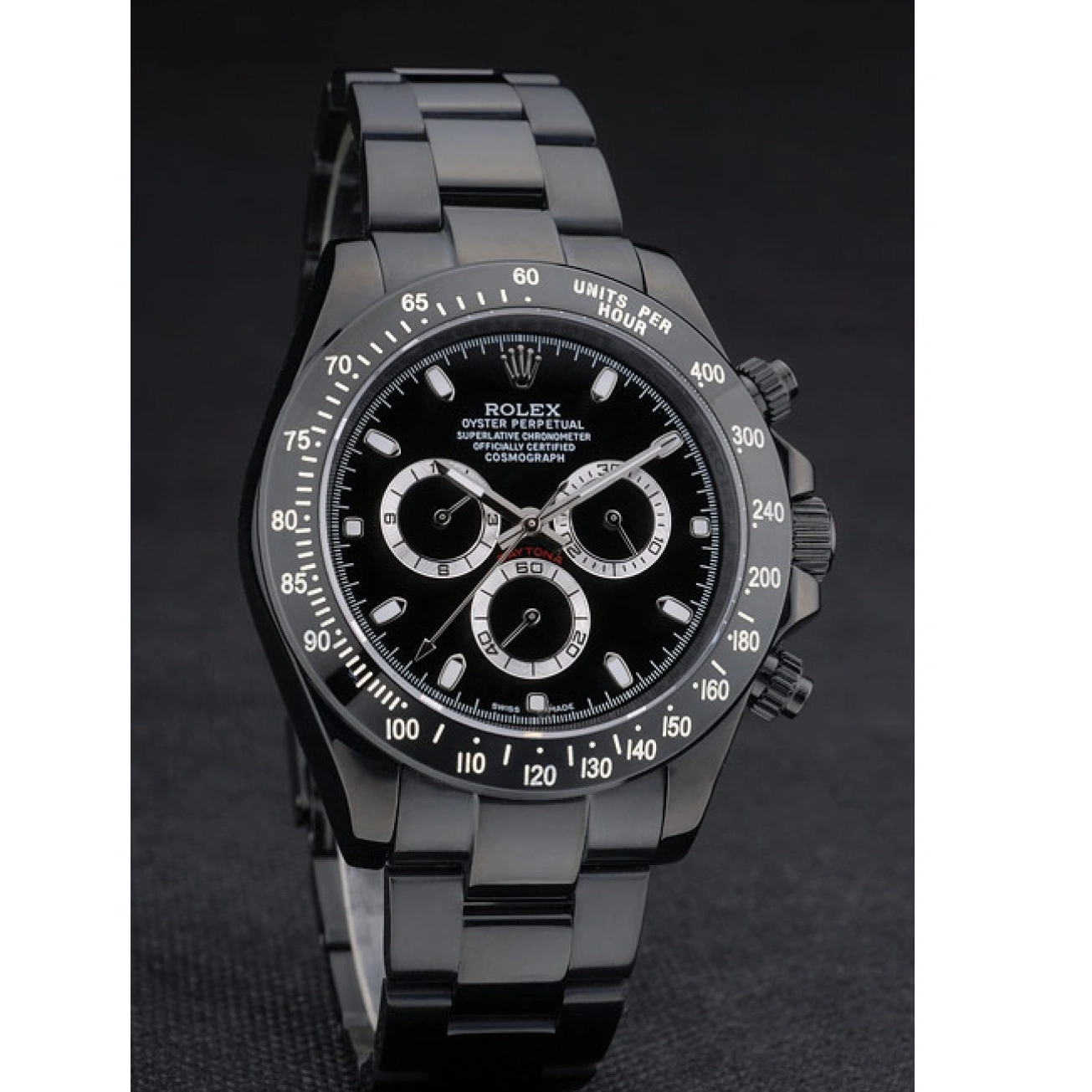 RepTime Watches 0314 Rolex Daytona Black Ion Plated Tachymeter Black Stainless Steel Strap Black Dial 80247