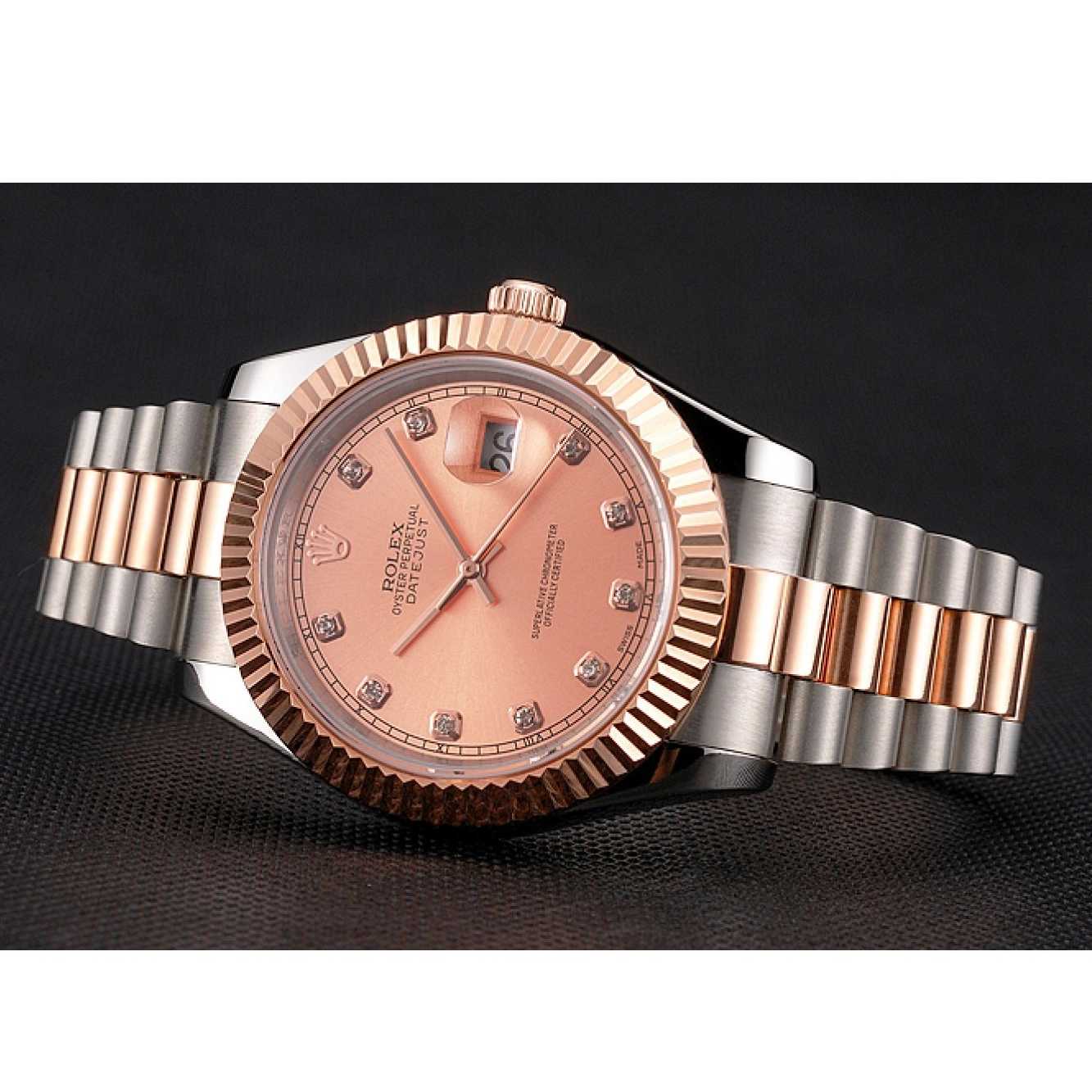 RepTime Watches 0301 Swiss Rolex Datejust Rose Gold Dial And Bezel Stainless Steel Case Two Tone Bracelet