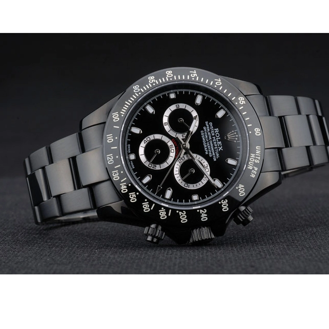 RepTime Watches 0314 Rolex Daytona Black Ion Plated Tachymeter Black Stainless Steel Strap Black Dial 80247