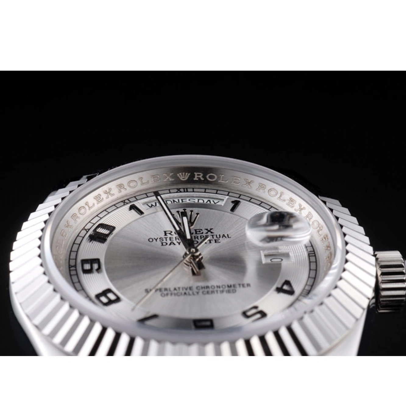 RepTime Watches 0308 Rolex Day-Date Polished Stainless Steel White Dial