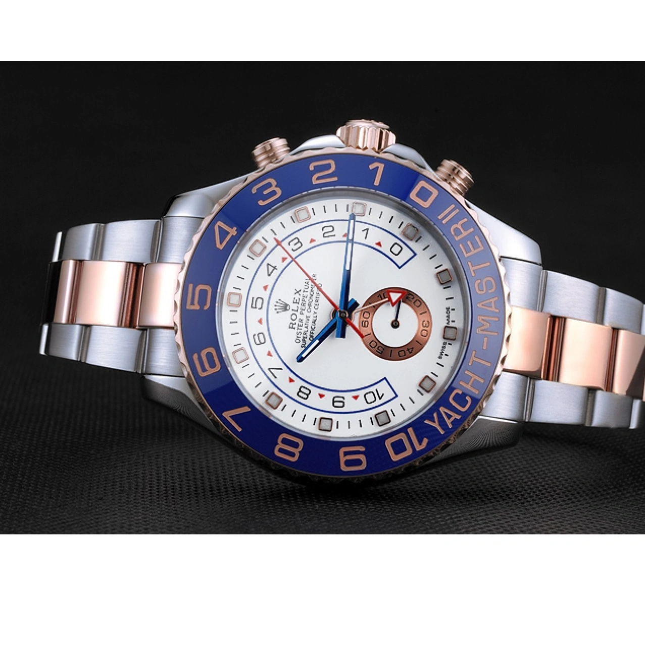 RepTime Watches 0307 Rolex Yacht-Master II White Dial Blue Bezel Stainless Steel and Rose Gold Bracelet 622270