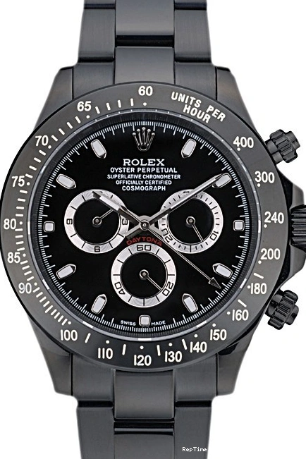 RepTime Watches 0314 Rolex Daytona Black Ion Plated Tachymeter Black Stainless Steel Strap Black Dial 80247