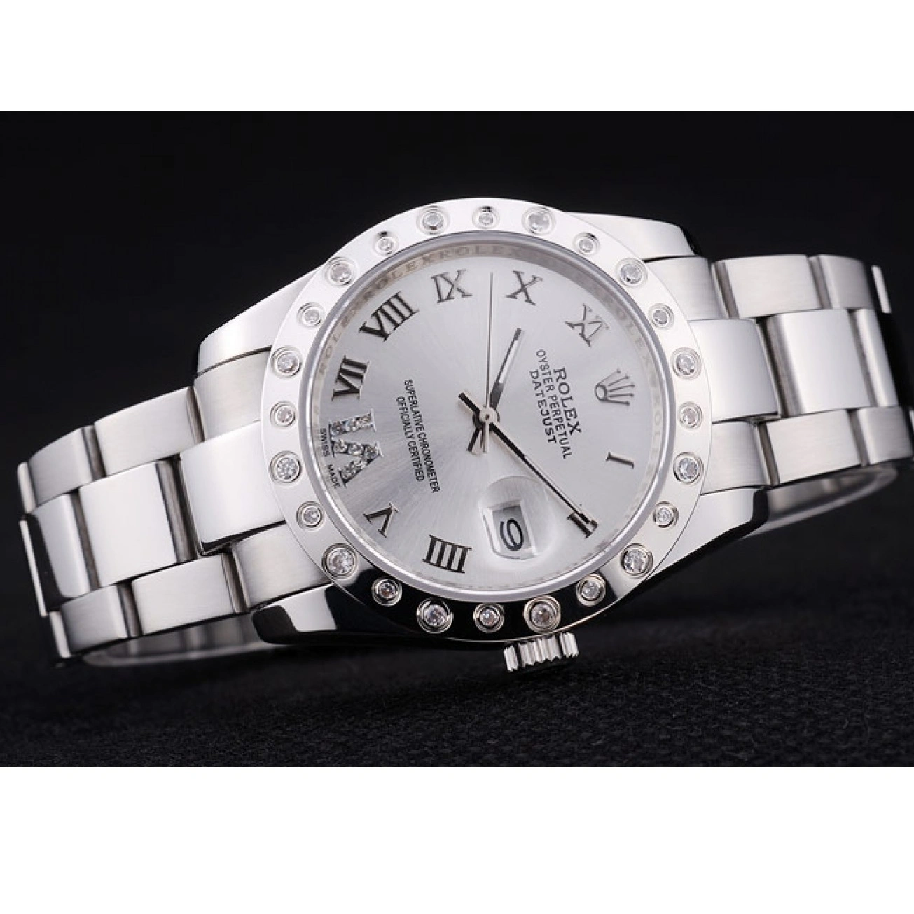 RepTime Watches 0308 Rolex Datejust Diamond Bezel Silver Dial 7468