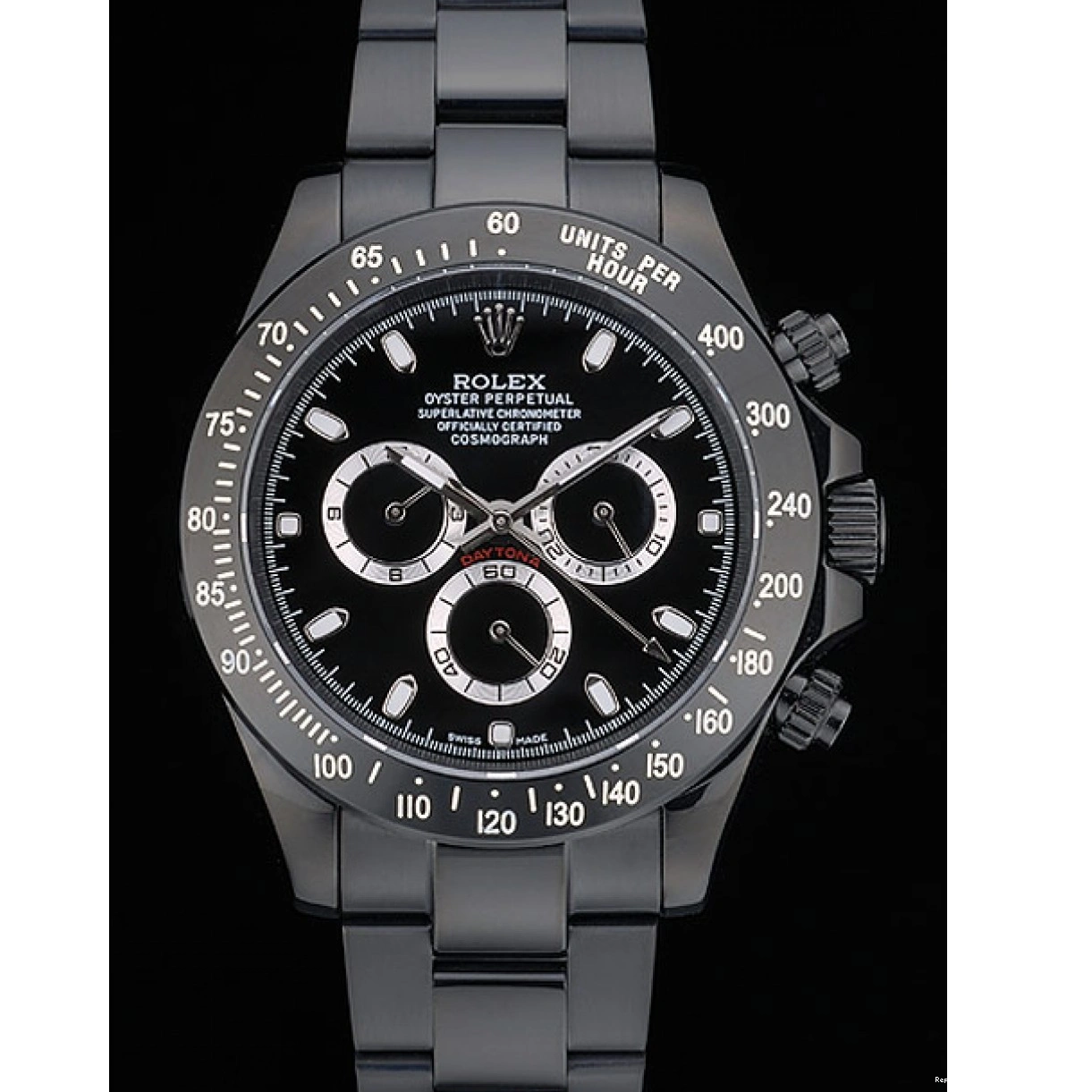 RepTime Watches 0314 Rolex Daytona Black Ion Plated Tachymeter Black Stainless Steel Strap Black Dial 80247