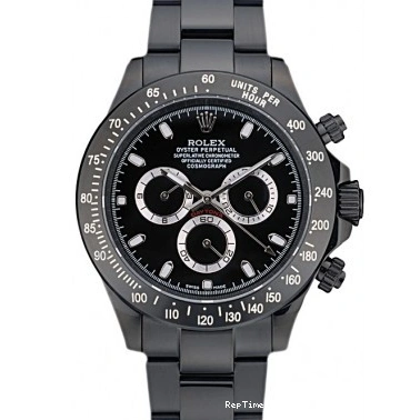 RepTime Watches 0314 Rolex Daytona Black Ion Plated Tachymeter Black Stainless Steel Strap Black Dial 80247