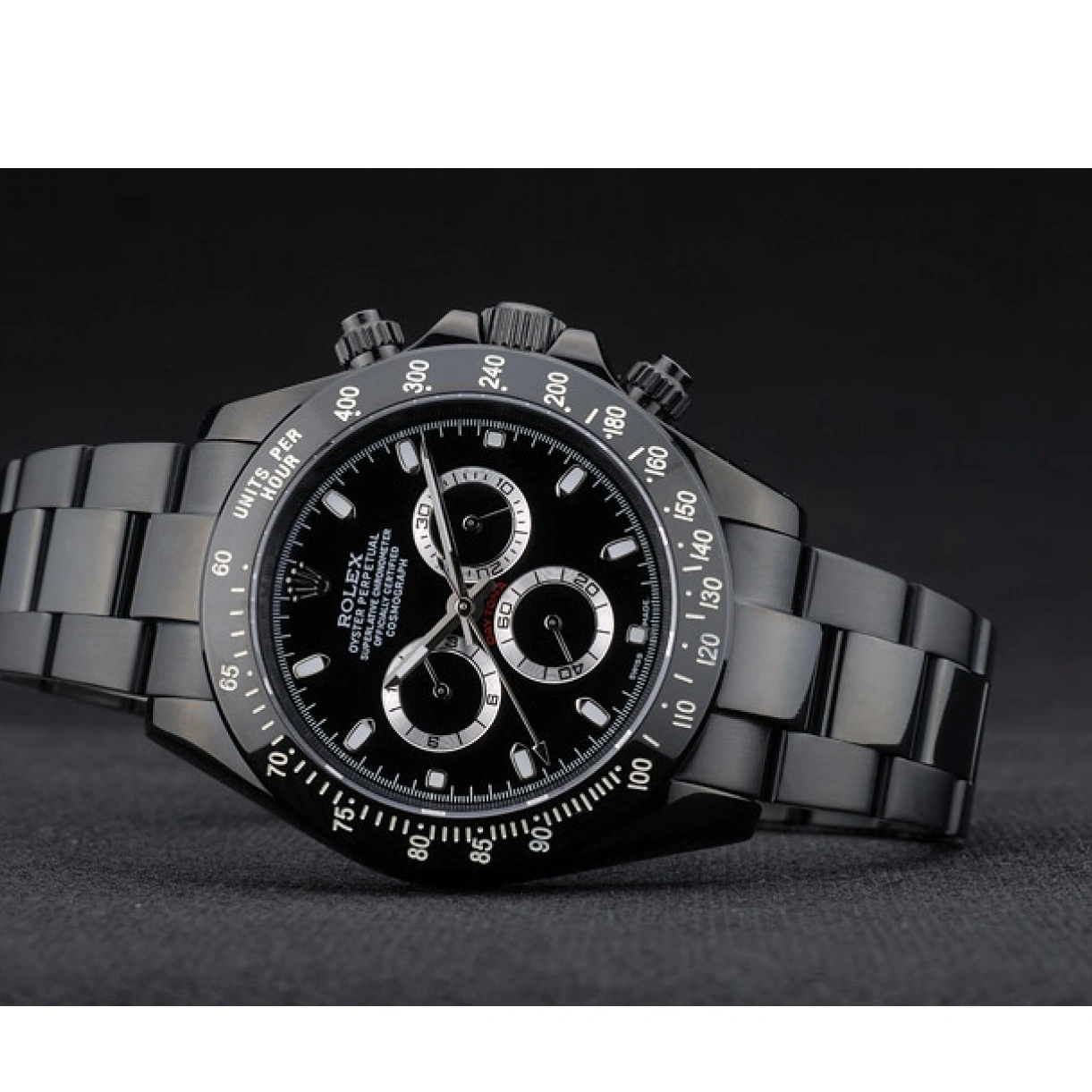 RepTime Watches 0314 Rolex Daytona Black Ion Plated Tachymeter Black Stainless Steel Strap Black Dial 80247