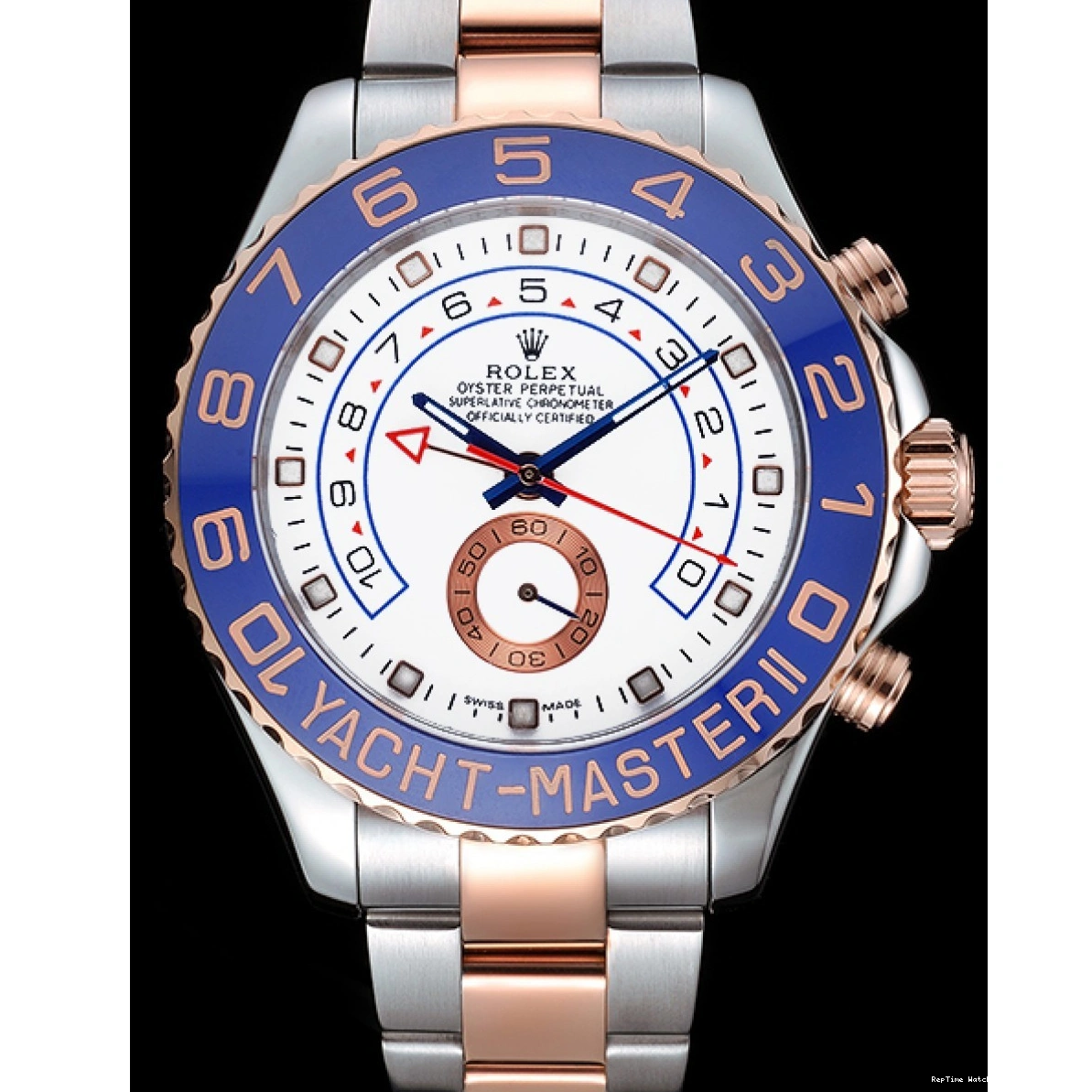 0307 Rolex Yacht-Master II White Dial Blue Bezel Stainless Steel and Rose Gold Bracelet 622270